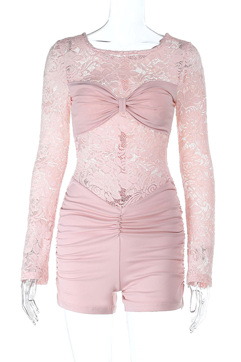 Fashionable Sexy Lace Long Sleeve Jumpsuit