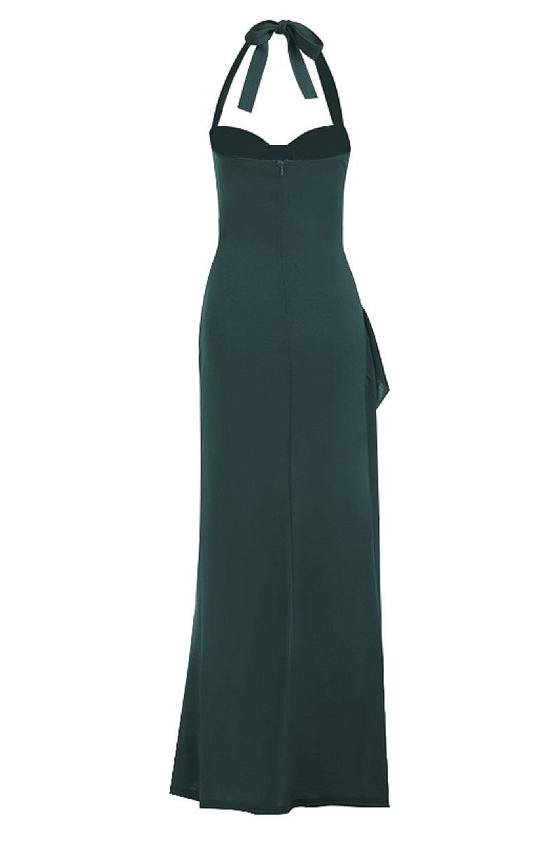 Chic Halter Neck A-Line Dress with Ruffle Hem
