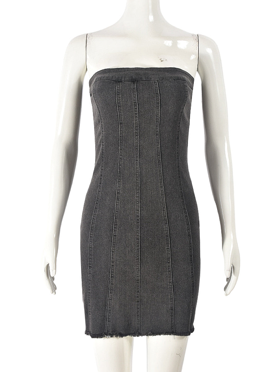 Sexy Backless Denim Dress for Spring Summer