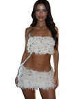 11663 Sexy Amazon Women's Sequined Crop Top Skirt Set