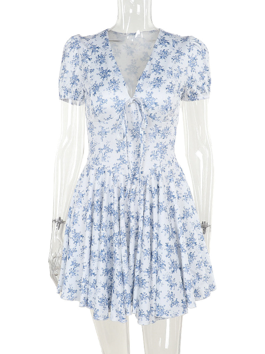 Fashion Floral V-Neck Dress for Summer