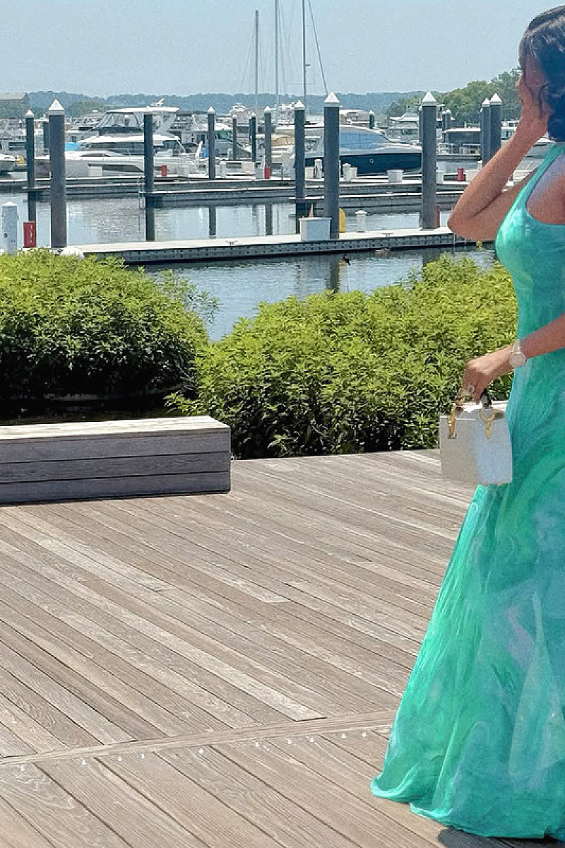 Elegant A-Line Dress with Abstract Print