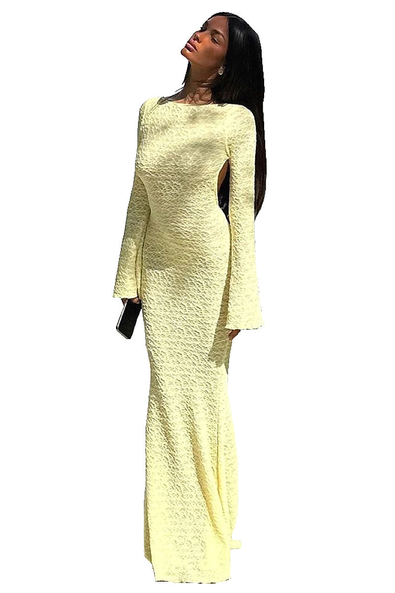 Elegant Backless Long Sleeve Dress