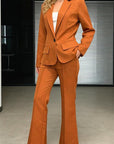 Elegant Long Sleeve Blazer and Flare Pants Set