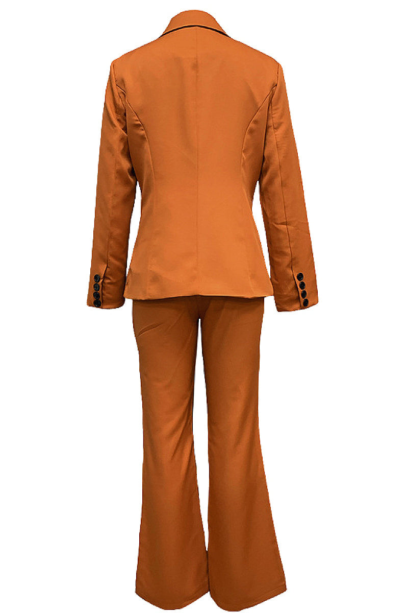 Elegant Long Sleeve Blazer and Flare Pants Set
