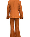 Elegant Long Sleeve Blazer and Flare Pants Set