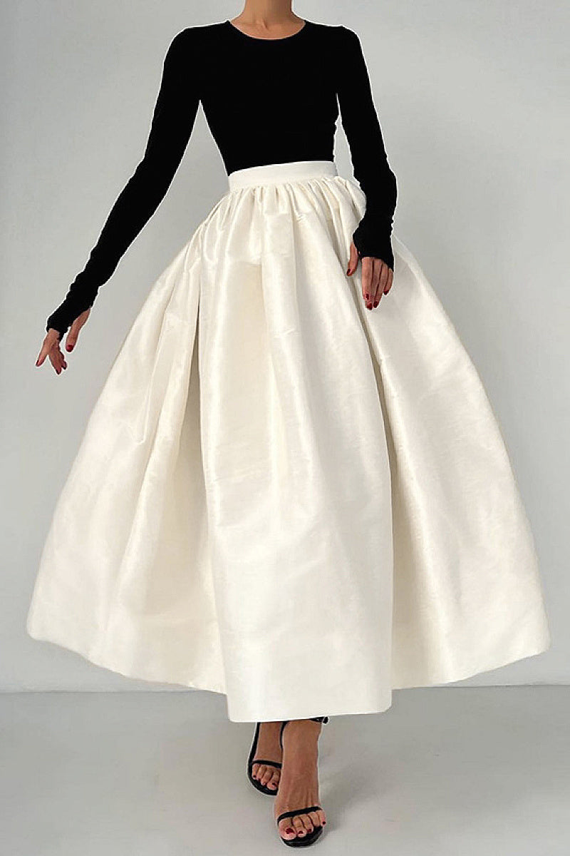 Spring Wholesale Solid Color Satin A-Line Skirt