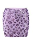 Fashionable Low Waist Zipper Mini Skirt with Sequins