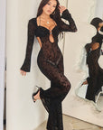 Sexy Velvet Long Sleeve Jumpsuit for Women