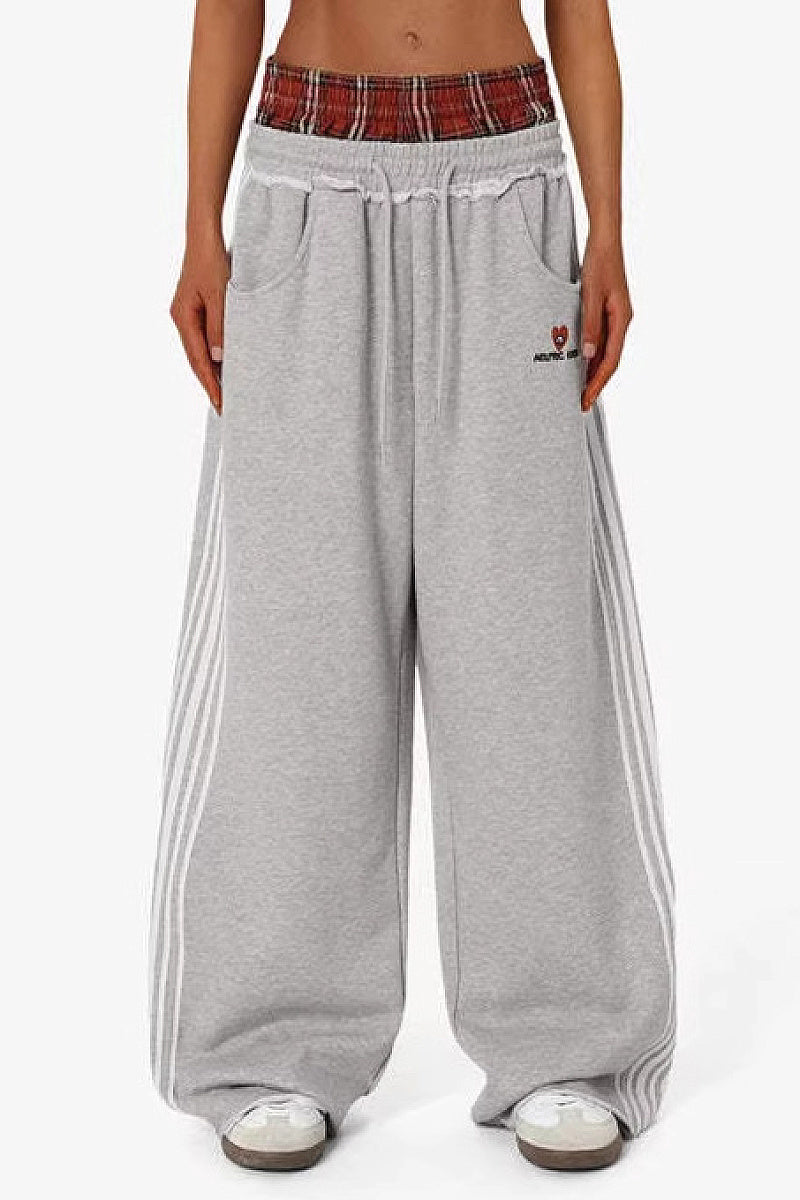 Retro Striped Embroidered Sports Pants for Men and Women