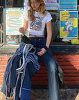 Women's Short Sleeve Crop Top with Asymmetrical Design