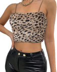 Spring Autumn Crop Top with Leopard Print