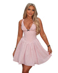 European Style Polka Dot V-Neck A-Line Dress