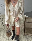 French Casual Women's Autumn Shirt and Shorts Set
