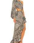 Elegant Floral Asymmetrical Dress with Ruffles