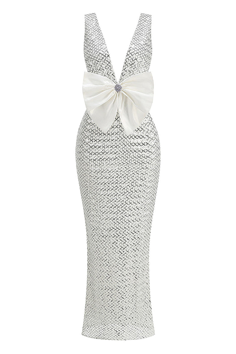 Elegant Sequin Mermaid Dress with Bow Decoration