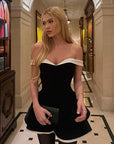 Elegant Off-Shoulder Color Block Mini Dress