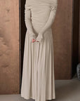 Chic Asymmetrical Shoulder Top and Long Skirt Set