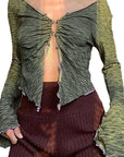 Summer New Women's Ruffled Sleeve Slim Top