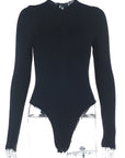 Sexy Deep V Neck Long Sleeve Bodysuit