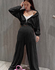 Trendy Pink Velvet Two-Piece Set for Women