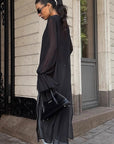 Chic Black Chiffon Top with Flare Sleeves
