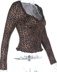 Leopard Print Long Sleeve Top for Women