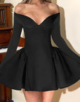 Elegant Slim Fit A-Line Long Sleeve Dress