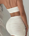 Summer Striped Backless Crop Top Skirt Set
