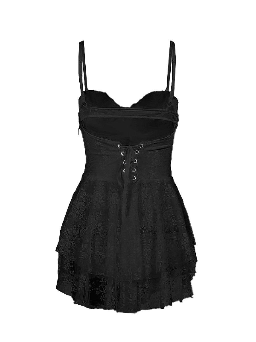 Summer Sexy Lace Ruffle A-Line Dress