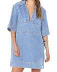 Trendy Solid Color Denim Dress for Women