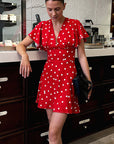 Elegant V-Neck Floral Dress for Women