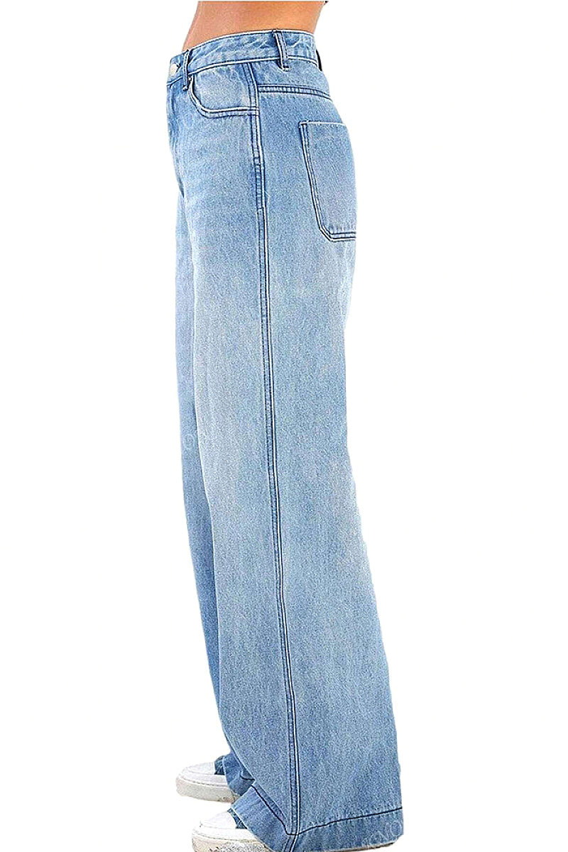 Loose Fit High Waist Wide Leg Jeans for Women