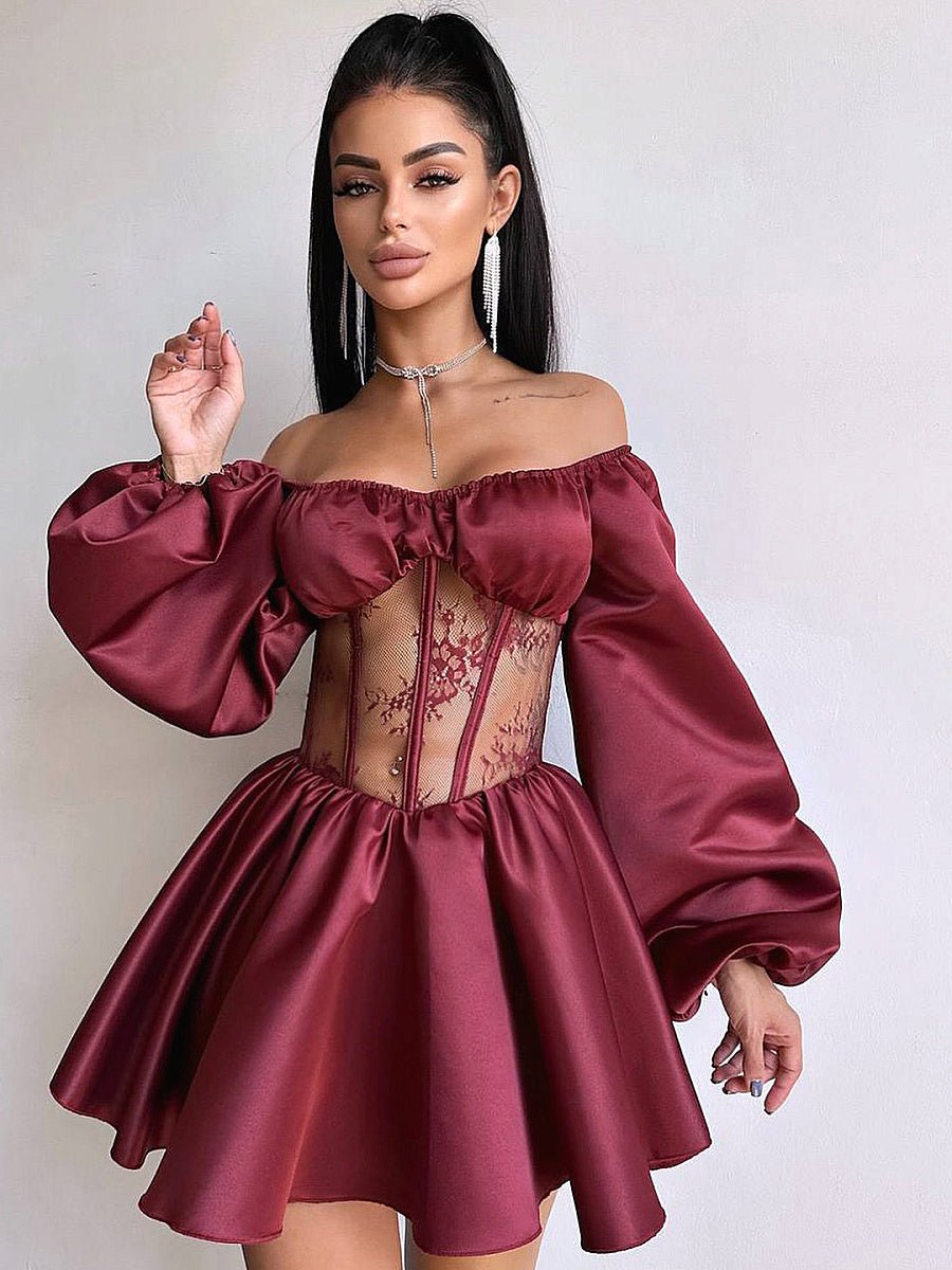 Elegant Satin One-Shoulder Mini Dress