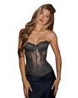 Lace Embossed Strapless Bustier Top