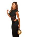 Off Shoulder Sheer Hollow Out Dress for Women