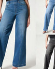 High Waist Wide Leg Stretch Denim Pants for Women