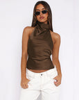 Spring Fashionable Women's Satin Backless Top