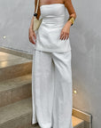 Chic Strapless Top and High Waist Wide Leg Set