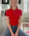 Casual Short Sleeve Polo Knit Top for Women