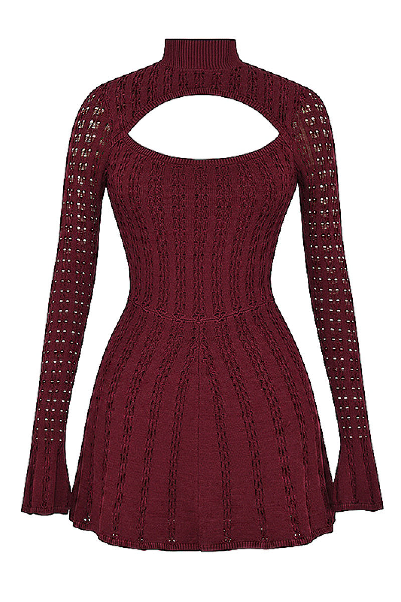 Retro Sexy Low Cut Hollow Out Knit Dress