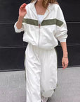 Casual Color Block Hoodie Set for Women