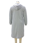 Plus Size Solid Color Zipper Long Hoodie Coat