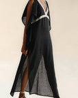 Vintage Casual Vacation Style V-Neck Long Dress