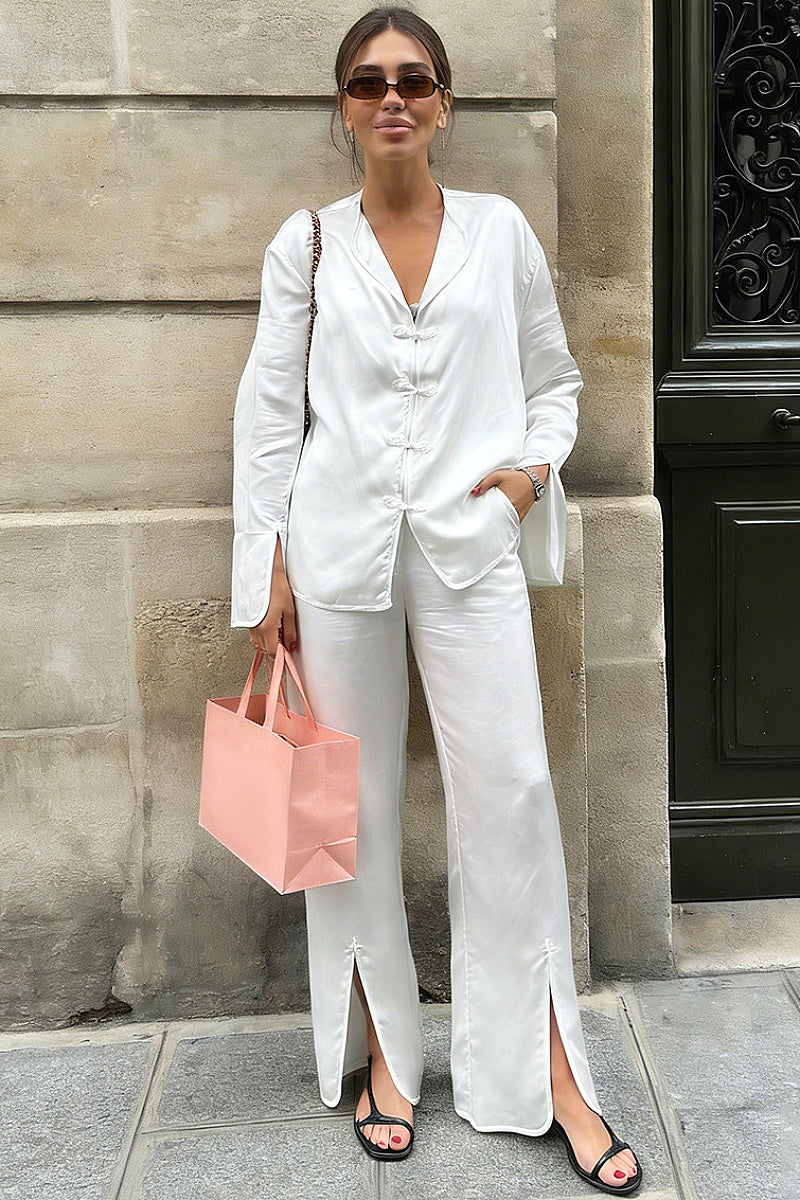 Fashion Casual Set with V-Neck Cardigan and Long Pants