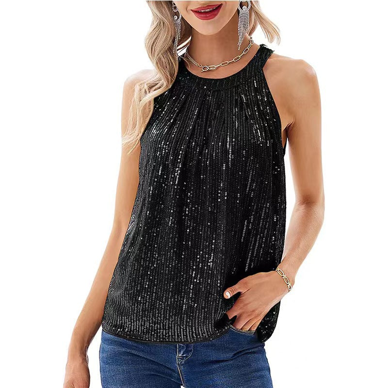 2023 Summer Women's Sequin Halter Top