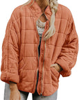 Solid Color Stand Collar Cotton Jacket for Women