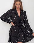 French Ruffle Floral Chiffon Dress for Women