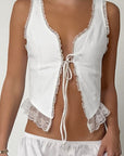 Stylish White Lace Trim Cami Top for Women