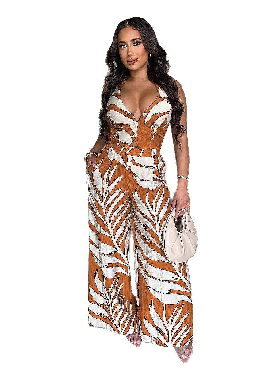 Stylish Women's Two-Piece Set with Wide Leg Pants